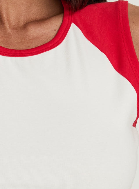 Meaddow Raglan Tank Top White / Red