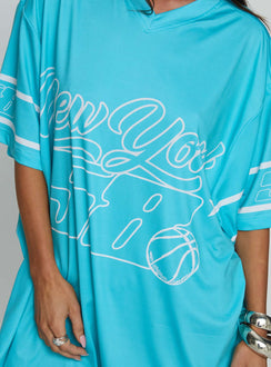 New Yorker 58 Oversized Graphic Jersey Tee Blue