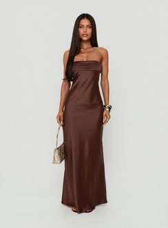 Khalotte Strapless Maxi Dress Brown
