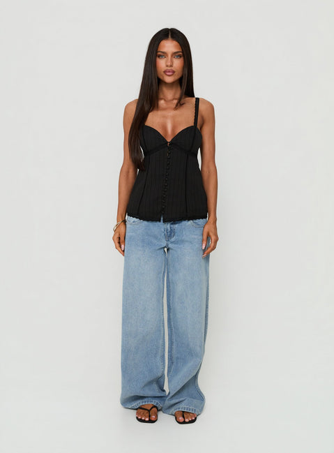 Committed Tie Back Top Black