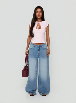 Delectable Tie Detail Short Sleeve Top Pink