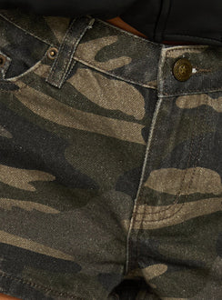 Dreamful Low Rise Mini Denim Short Washed Camo