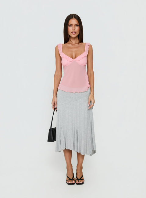 Zayliah Frill Detail Top Pink