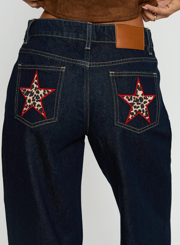 Favourite Reference Mid Rise Straight Leg Jeans Dark Indigo