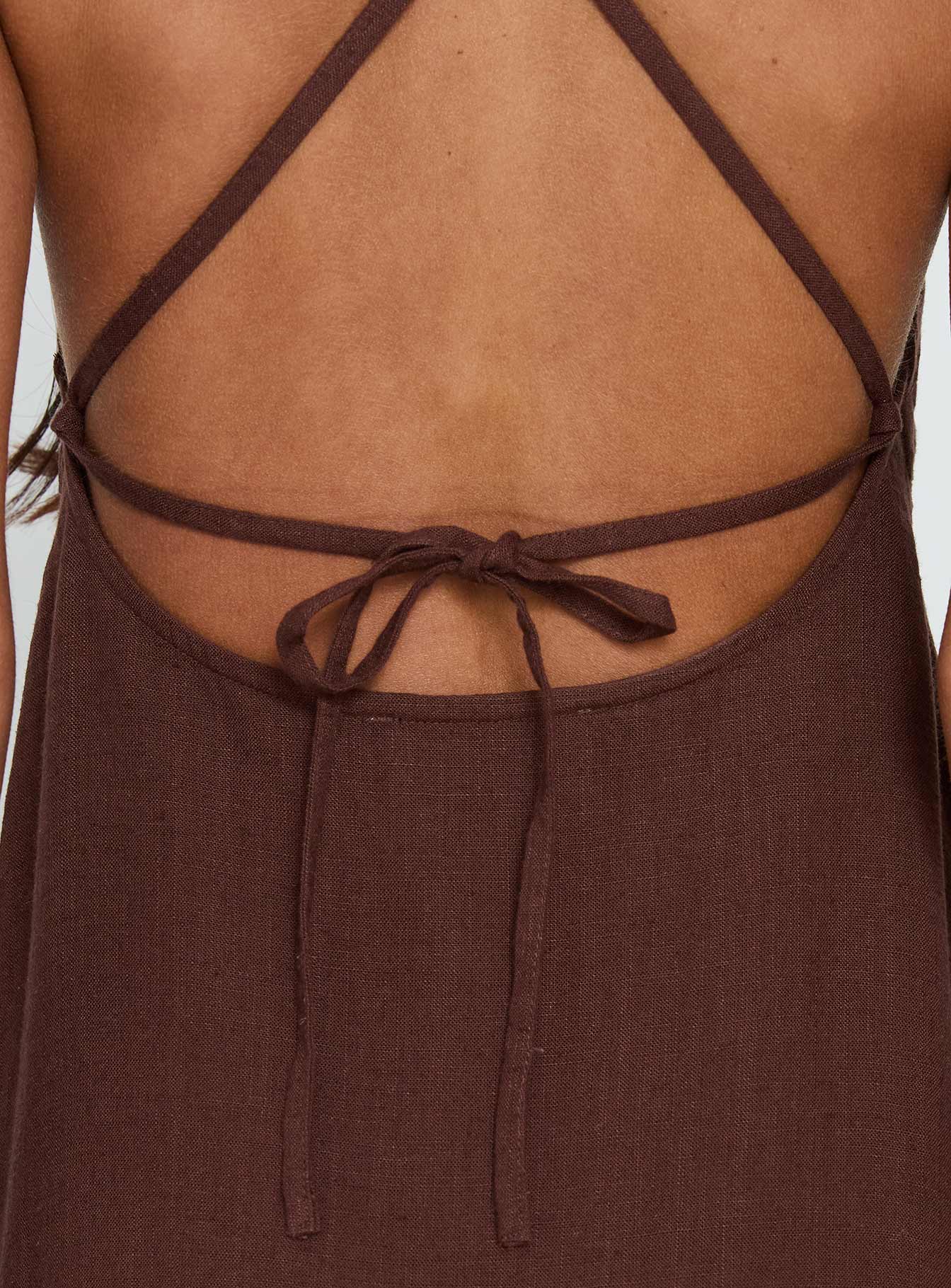 Solie Tie Back Maxi Dress Chocolate