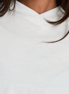 Settle Down Long Sleeve V Neck Top White