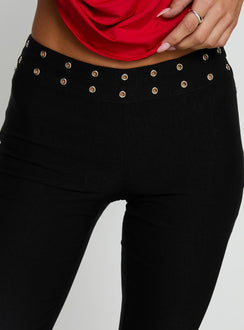 Yevina Eyelet Flare Pant Black Tall