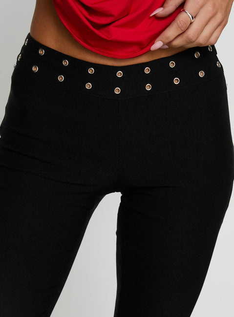 Yevina Eyelet Flare Pant Black Tall
