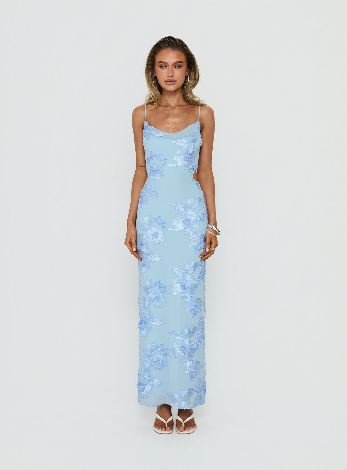 Angel Voices Cowl Neck Maxi Dress | Blue Burnout | Womens
