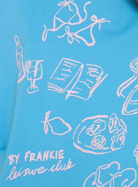 Off the Clock Oversized Graphic Tee Blue / Pink