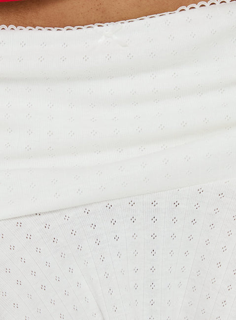 Elidia Pointelle Ruffle Mini Skirt White