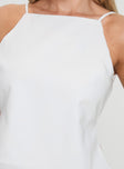 side view of model wearing Princess Polly Boy Is Mine Backless Top White Sleeveless Square Neck 