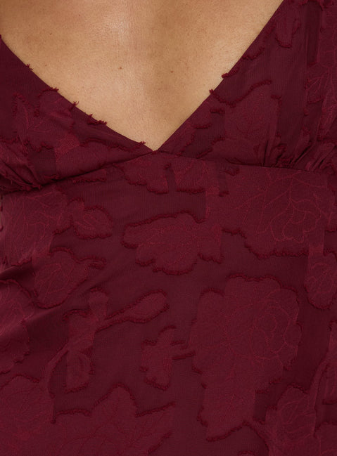 Lyricah Tiered Tie Back Maxi Dress Burgundy