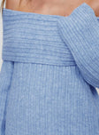 Snowie Off Shoulder Knit Sweater Blue