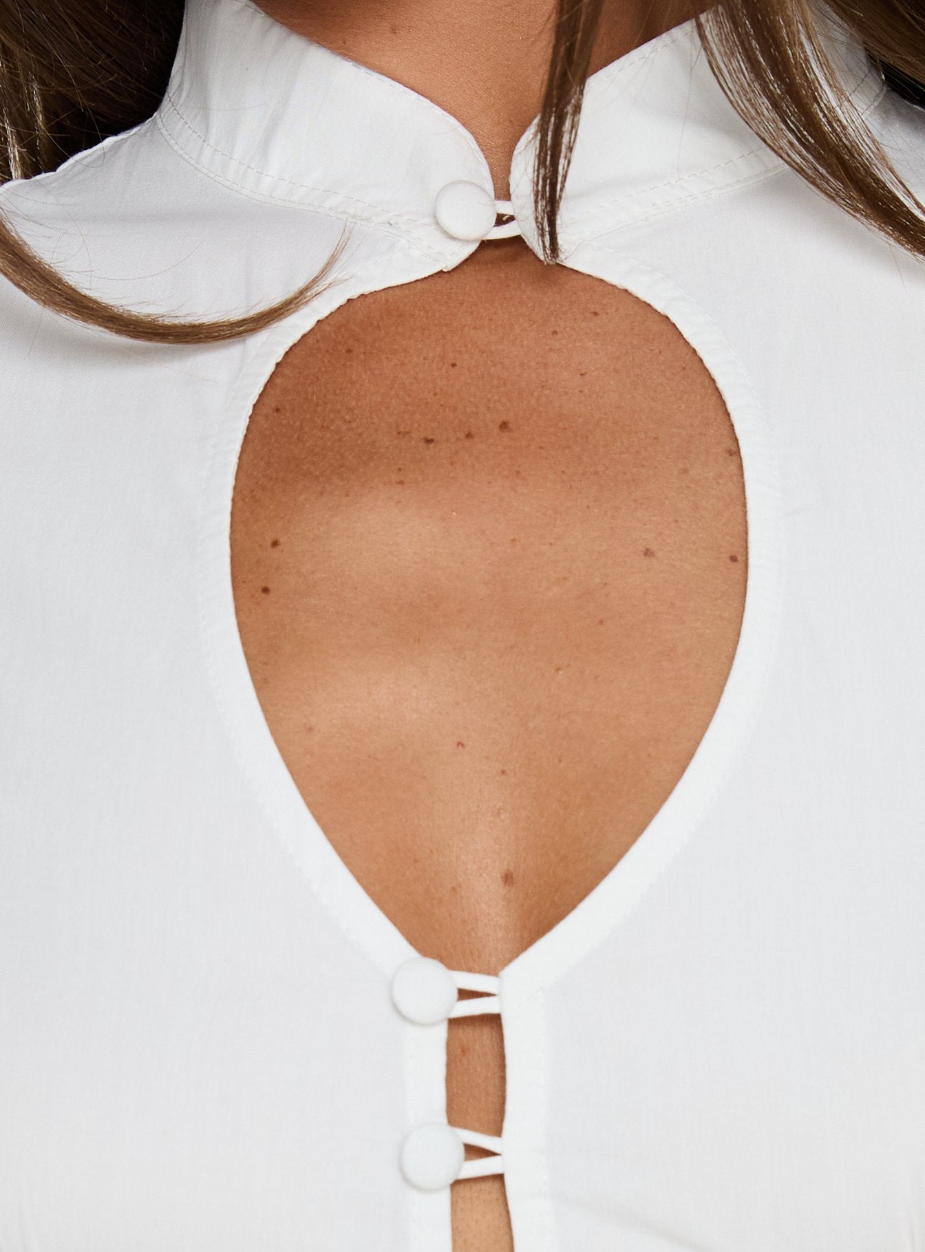 Yamila Keyhole Blouse Top White