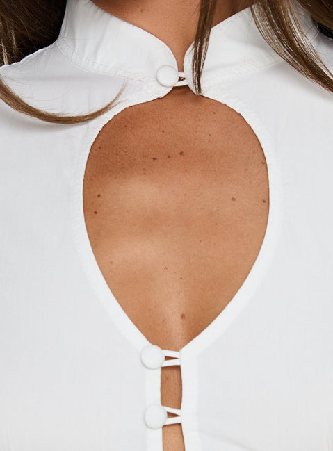 Yamila Keyhole Blouse Top White
