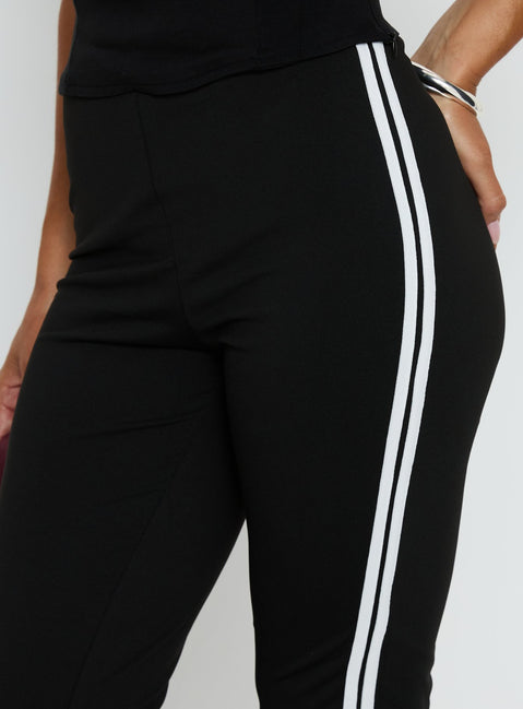 back view of model wearing Princess Polly Jobey Capri Pants Black High Rise Pants 