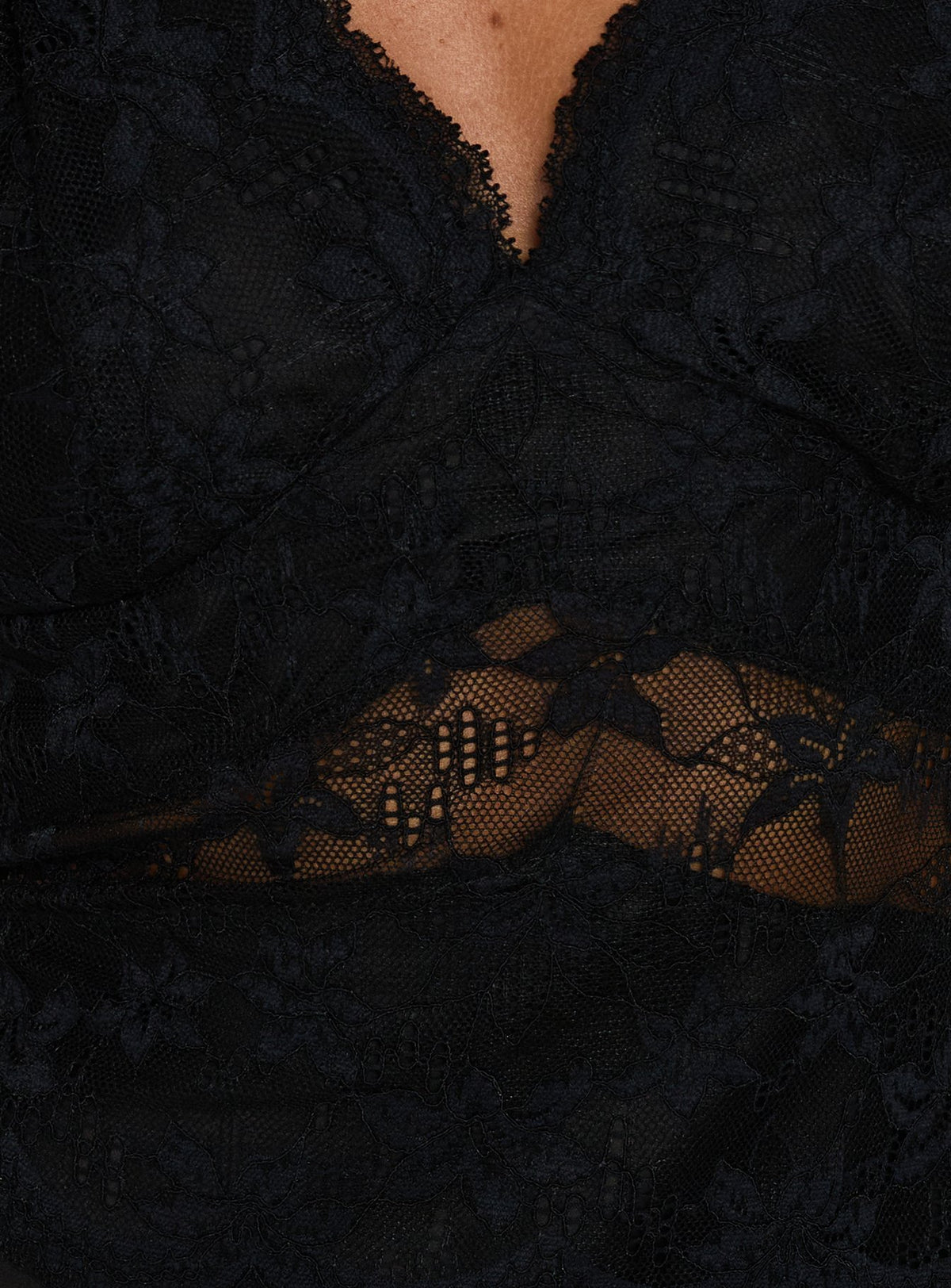 Aysher Halter Lace Detail Mini Dress Black