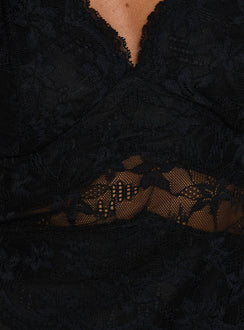 Aysher Halter Lace Detail Mini Dress Black