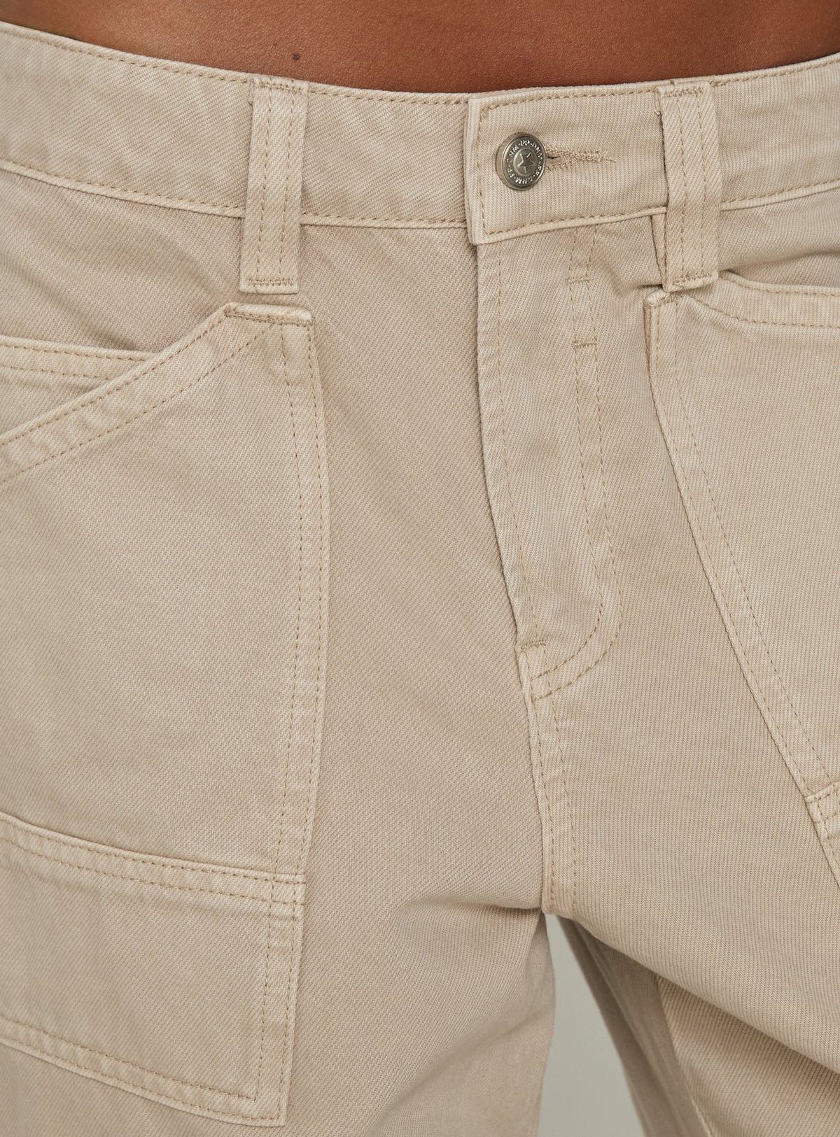 Mistree Mid Rise Baggy Cargo Jeans Taupe