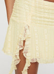 Maidie Lace Asymmetric Ruffle Mini Skirt Cream