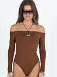 Princes Polly Full Sleeves  Randee Long Sleeve Bodysuit Brown