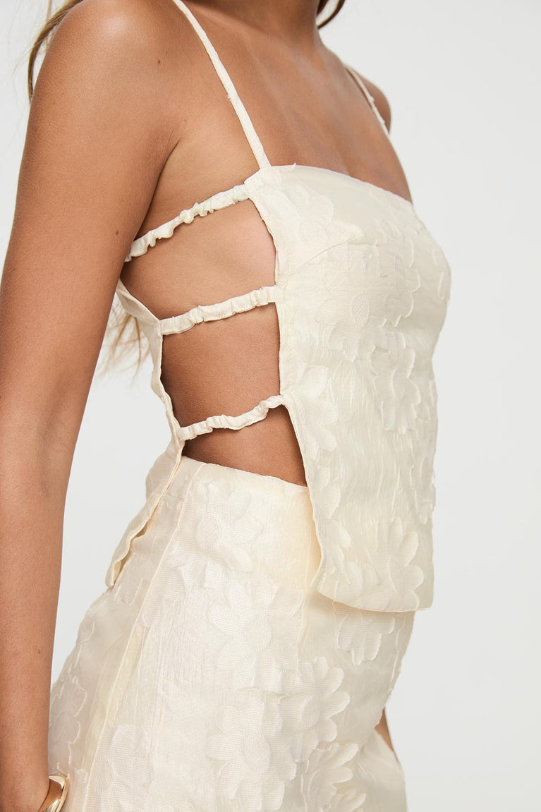 Daytime Delights Cream Floral Jacquard Mini Dress main image 0