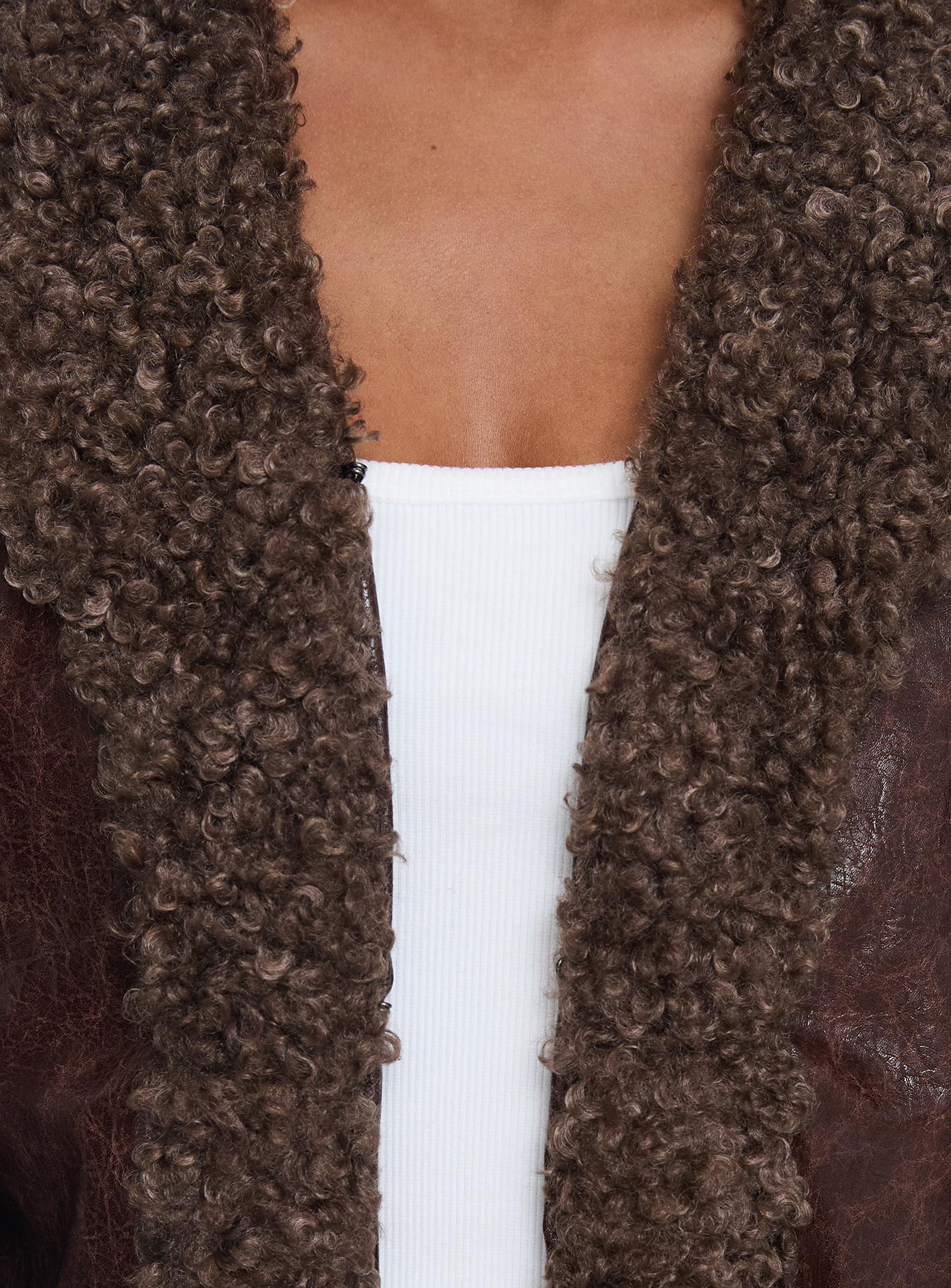 Found A Reason Faux Leather Jacket Brown