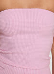 Pink top Textured knit material, trimming detail