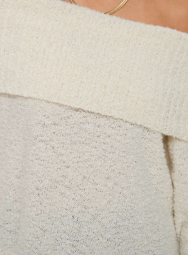 Parkley Boucle Off The Shoulder Sweater Cream