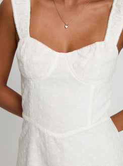 product Princess Polly Sweet Secrets Broderie Mini Dress White Sweetheart Neckline 