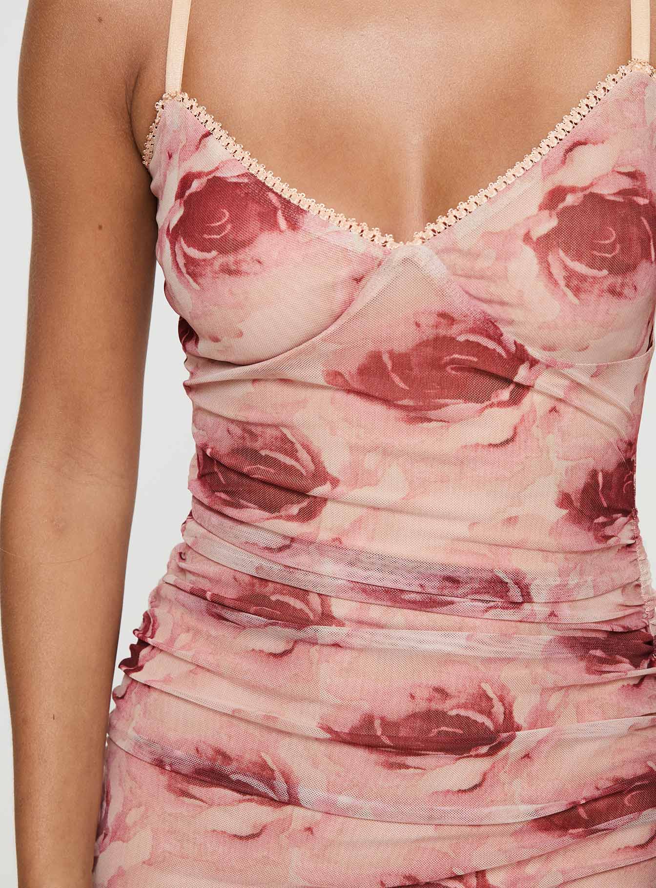 back view of model wearing Princess Polly Louette Maxi Dress Floral V-Neck 