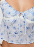 Floral top Elasticated shoulder straps, v-neckline, adjustable ruching at bust with tie fastening, invisible zip fastening at side, shirred panel at back Non-stretch material, lined bust