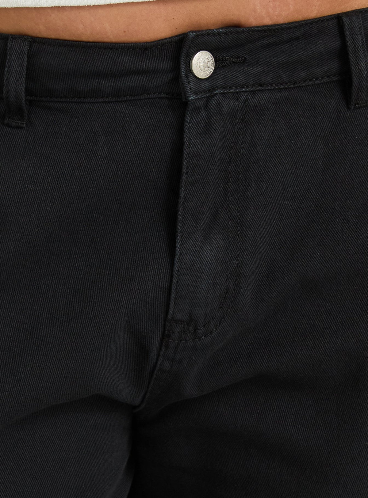 Hudsen Longline Cargo Shorts Washed Black Curve