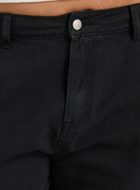 Hudsen Longline Cargo Shorts Washed Black Curve