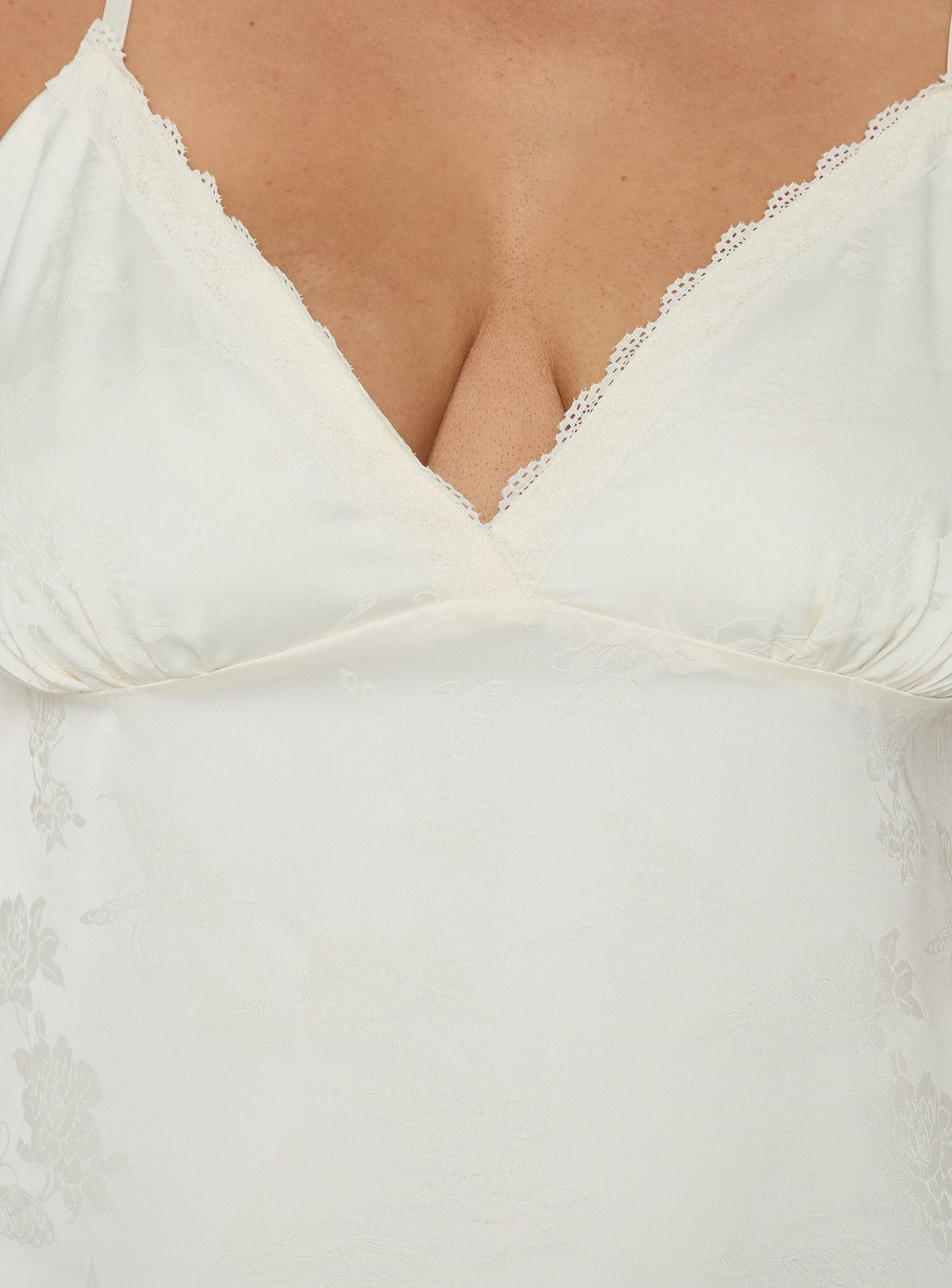 Had Me At Hello Lace Trim Floral Detail Top Cream Curve