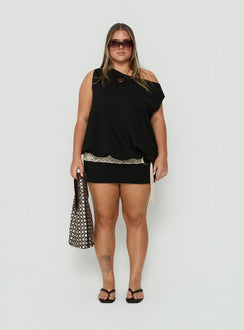Ellah One Shoulder Drapey Mini Dress Black Curve