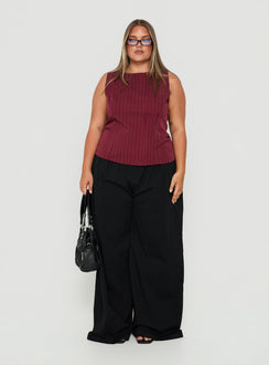Running Wild Top Burgundy Stripe Curve
