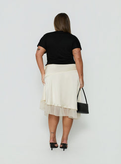 Rosemead Satin Midi Skirt Cream Curve