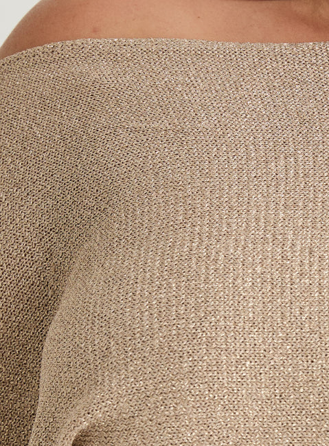 Kysa Off Shoulder Knit Top Gold Curve