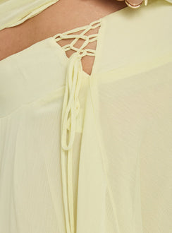 Evaleine Asymmetrical Chiffon Midi Skirt Baby Yellow Curve