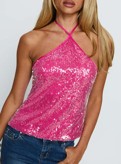 Sun Salutations Halter Top Pink