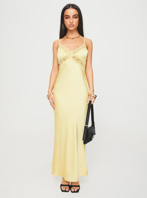 Treasure Bias Cut Maxi Dress Lemon | Princess Polly Treasure Bias Cut Maxi Dress Lemon | Princess Polly
