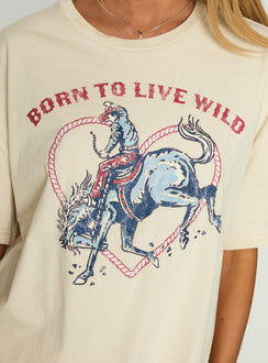 product Princess Polly Born To Live Wild Graphic Top White Half Sleeves Crew Neck 