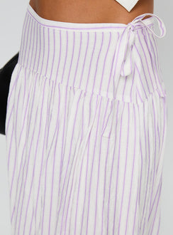 back view of model wearing Princess Polly Antheia Maxi Skirt White Multi Maxi 