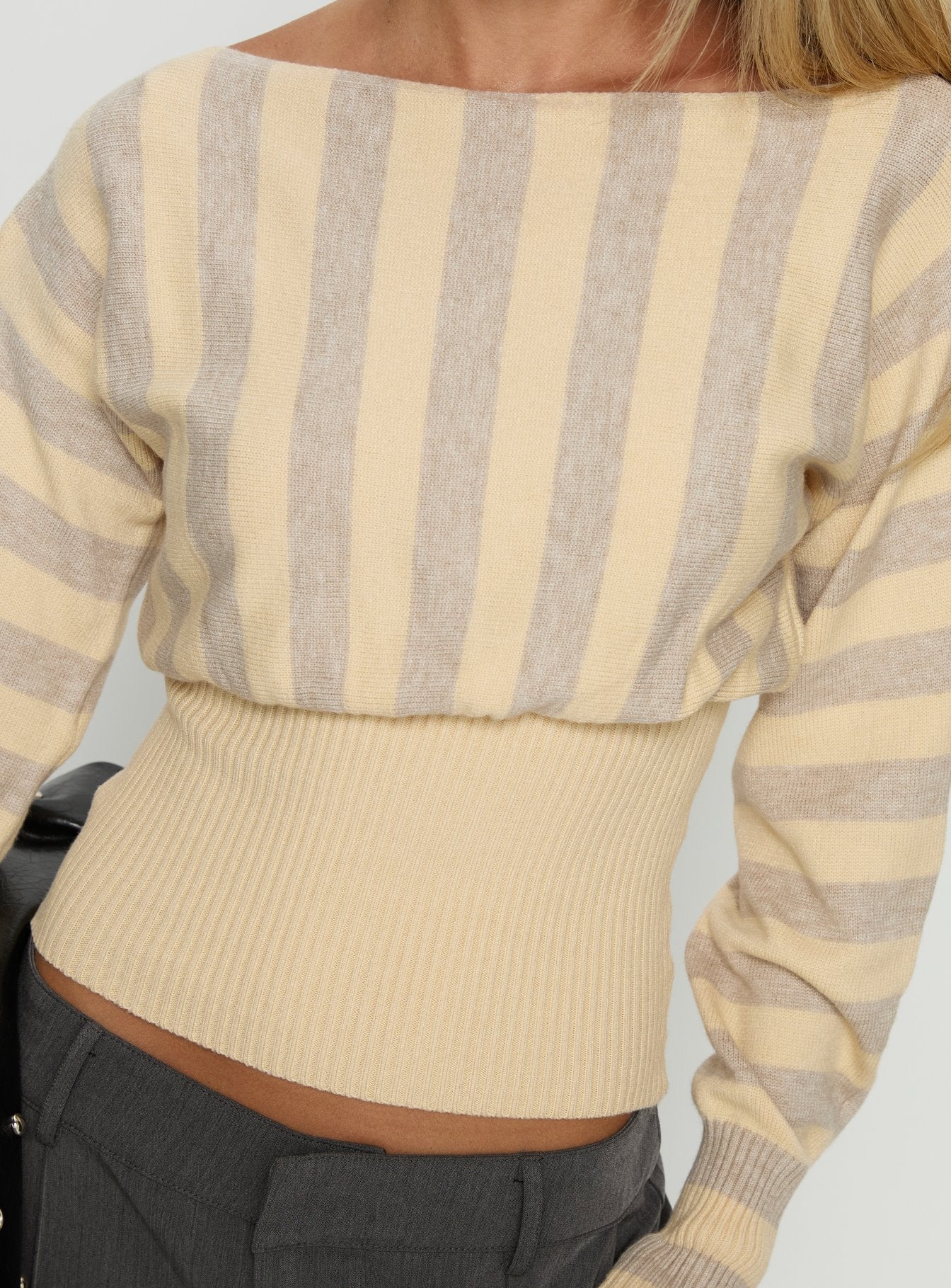 Finlea Cinched Long Sleeve Top Yellow Stripe