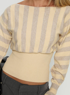 Finlea Cinched Long Sleeve Top Yellow Stripe