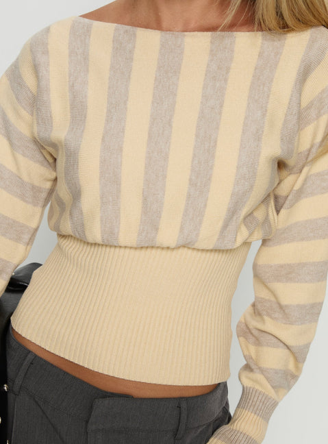 Finlea Cinched Long Sleeve Top Yellow Stripe