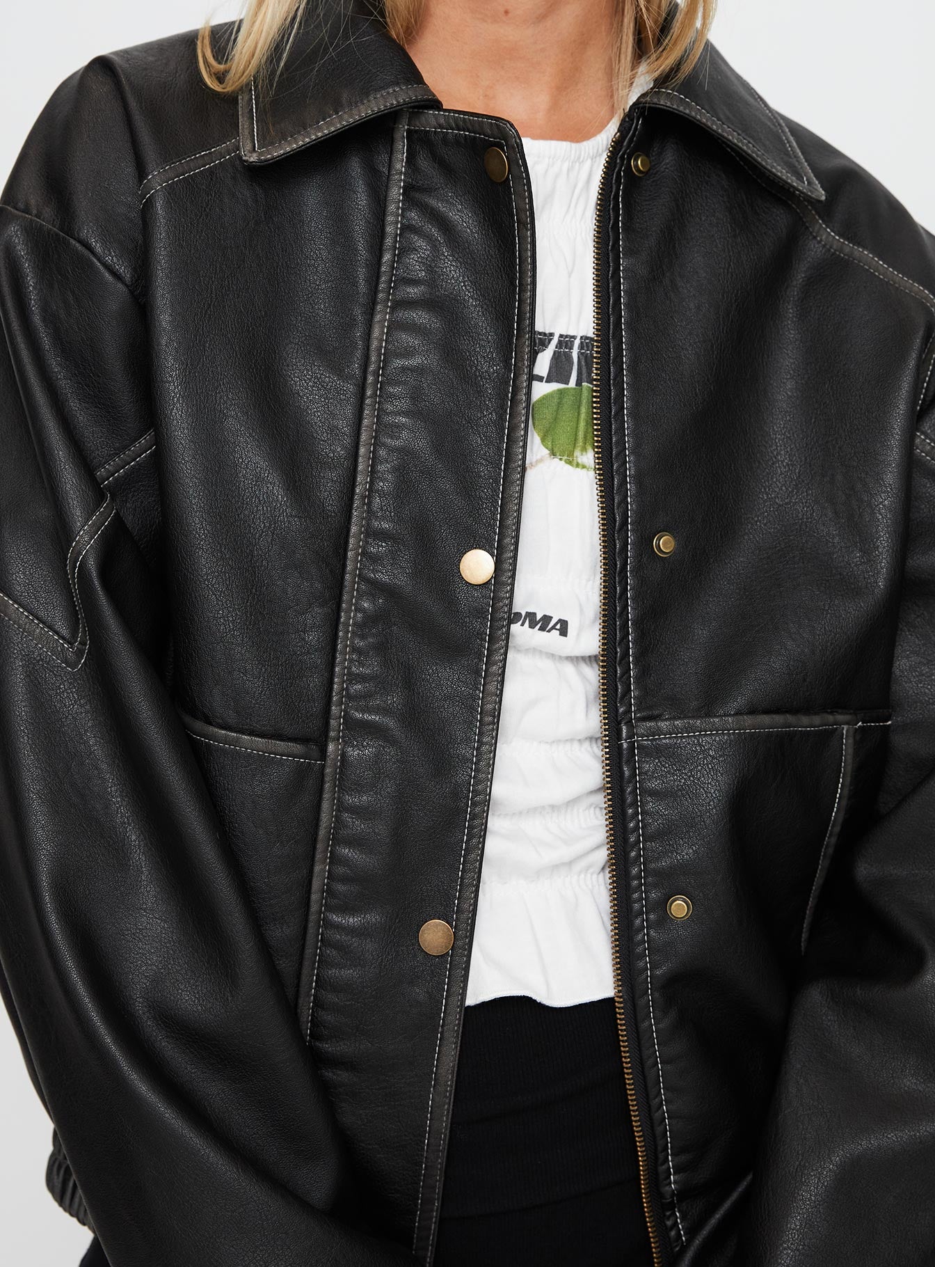 Jaxton Faux Leather Jacket Black