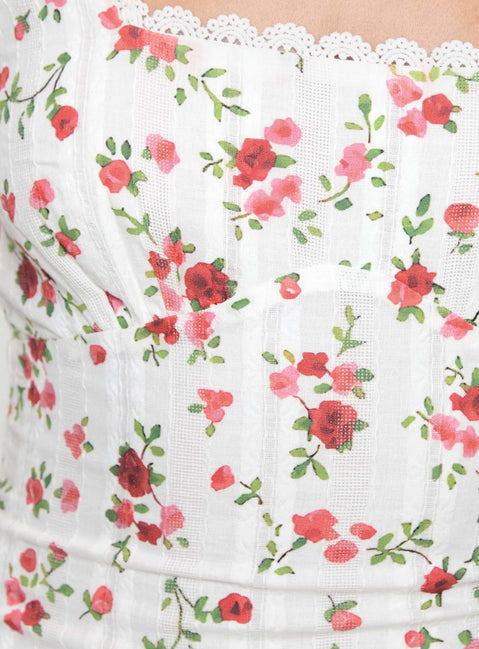 Dasha Mini Dress White Floral | Princess Polly Dasha Mini Dress White Floral | Princess Polly